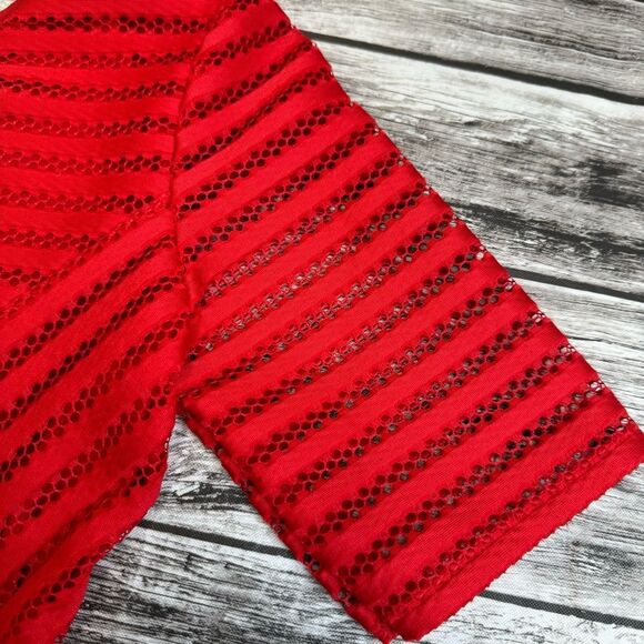 Ubranded Womens Cocktail Dress Bright Red S SM Small Lace Box Pleat Bubble Skirt - Picture 6 of 12